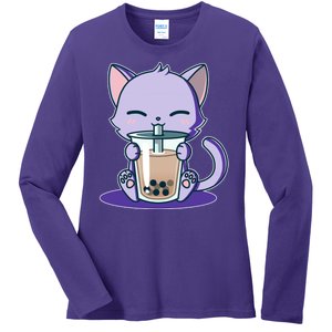 Boba Kitty Ladies Long Sleeve Shirt