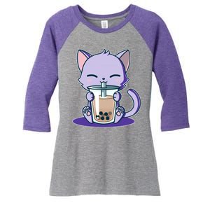 Boba Kitty Women's Tri-Blend 3/4-Sleeve Raglan Shirt