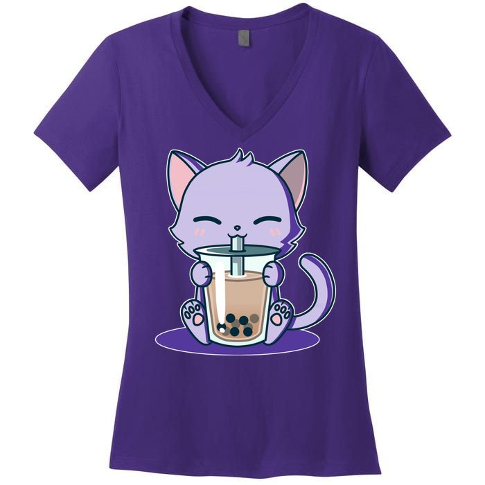 Boba Kitty Women's V-Neck T-Shirt