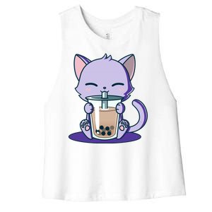 Boba Kitty Women's Racerback Cropped Tank