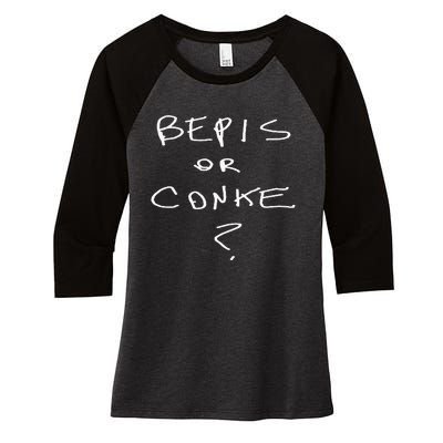 Bepis Or Conke Women's Tri-Blend 3/4-Sleeve Raglan Shirt