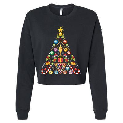 Billiard Ornat Christmas Tree Hockey Lover Xmas Gift Cropped Pullover Crew