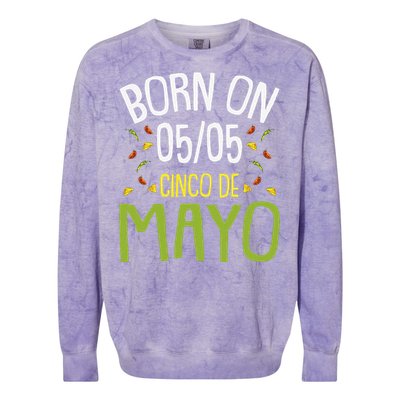 Born On Cinco De Mayo Cool Nacho Party Mexican Fiesta Colorblast Crewneck Sweatshirt