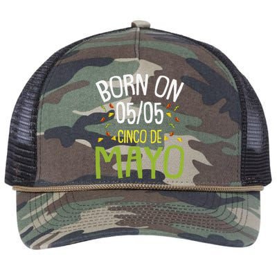 Born On Cinco De Mayo Cool Nacho Party Mexican Fiesta Retro Rope Trucker Hat Cap