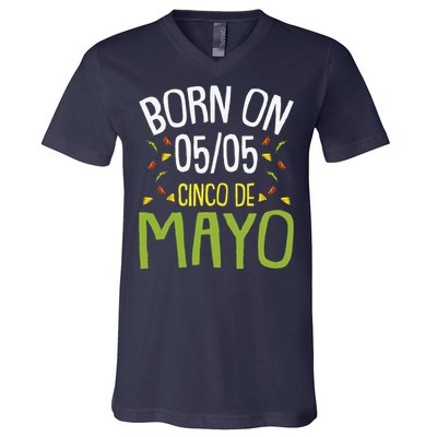 Born On Cinco De Mayo Cool Nacho Party Mexican Fiesta V-Neck T-Shirt