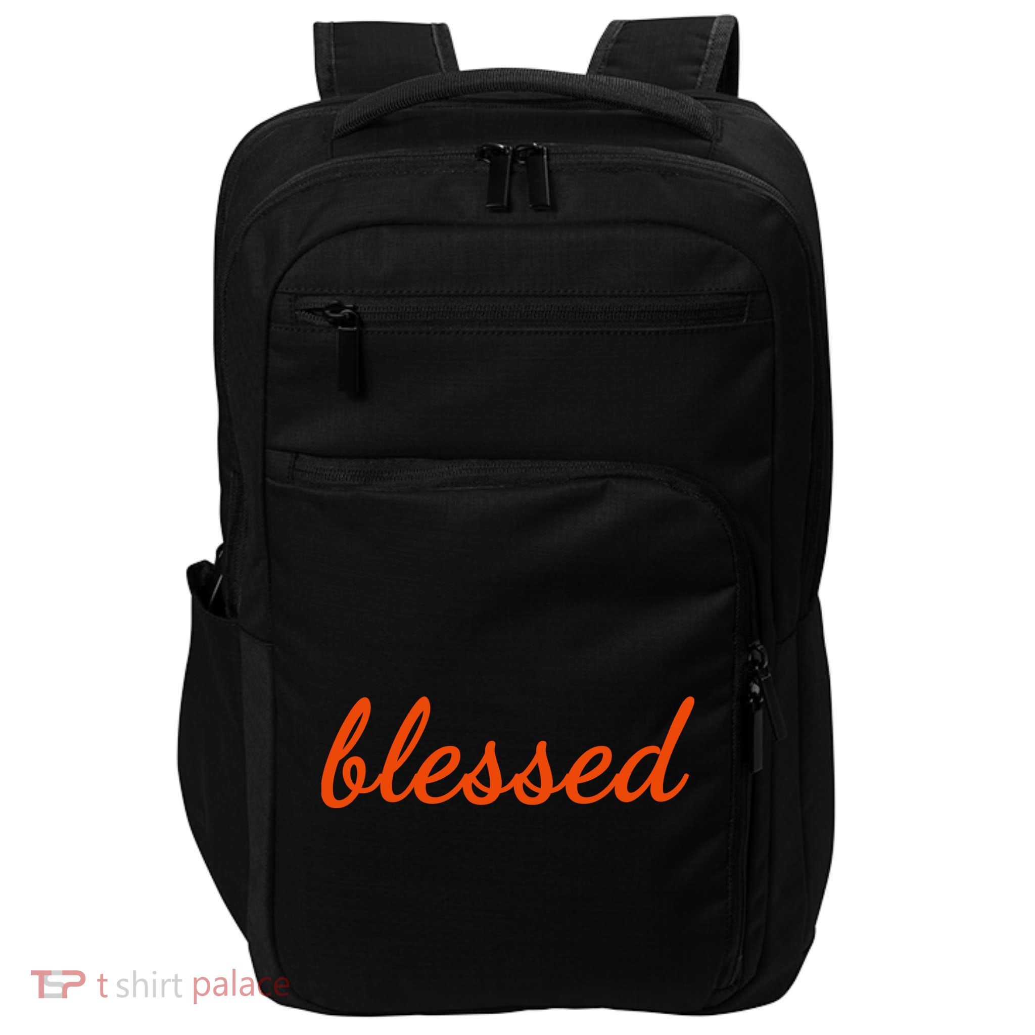 Blessed Orange Christian Impact Tech Backpack