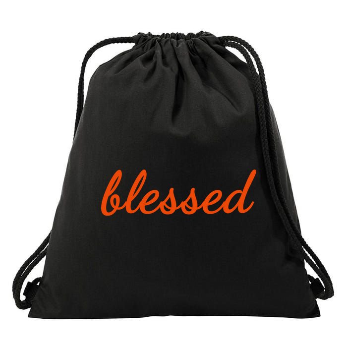 Blessed Orange Christian Drawstring Bag