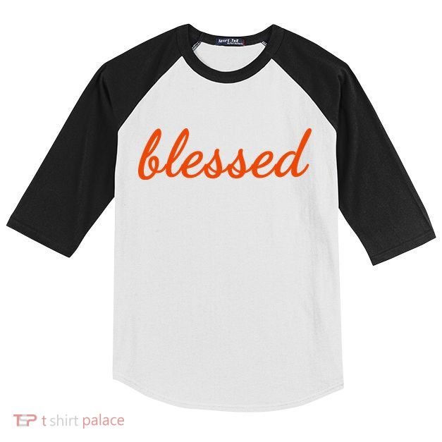 Blessed Orange Christian Kids Colorblock Raglan Jersey