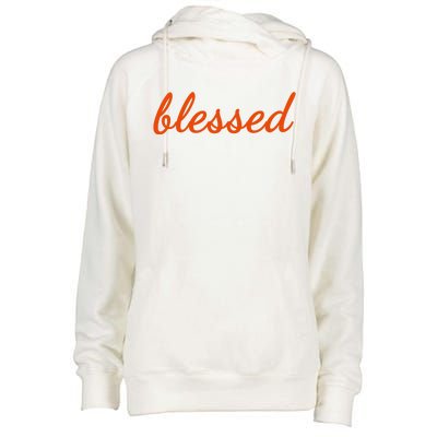 Blessed Orange Christian Womens Funnel Neck Pullover Hood