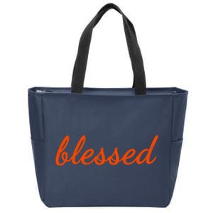 Blessed Orange Christian Zip Tote Bag