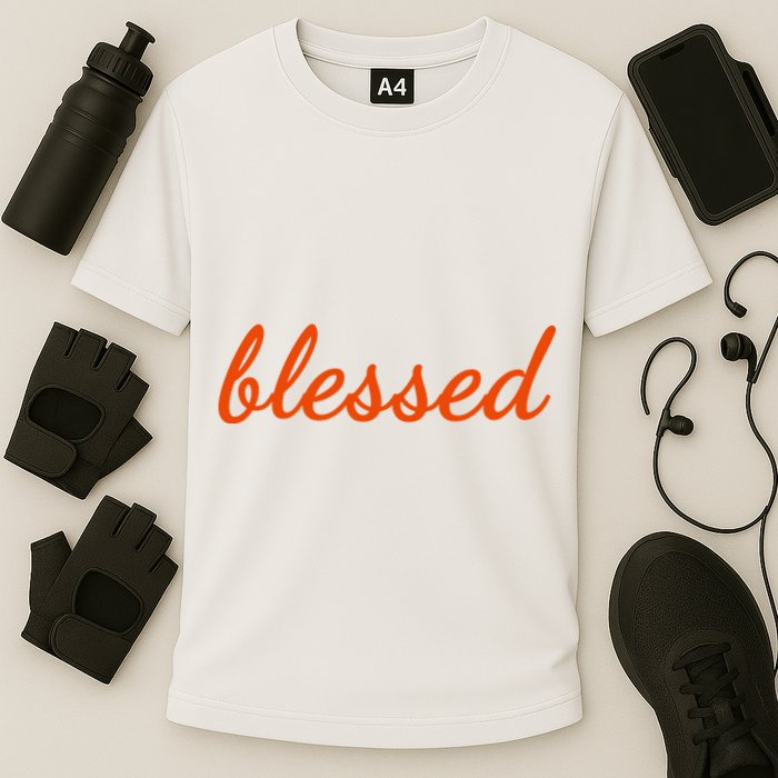 Blessed Orange Christian Performance Shirt