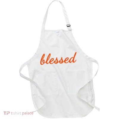 Blessed Orange Christian Full-Length Apron With Pockets