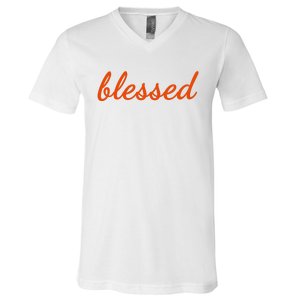 Blessed Orange Christian V-Neck T-Shirt