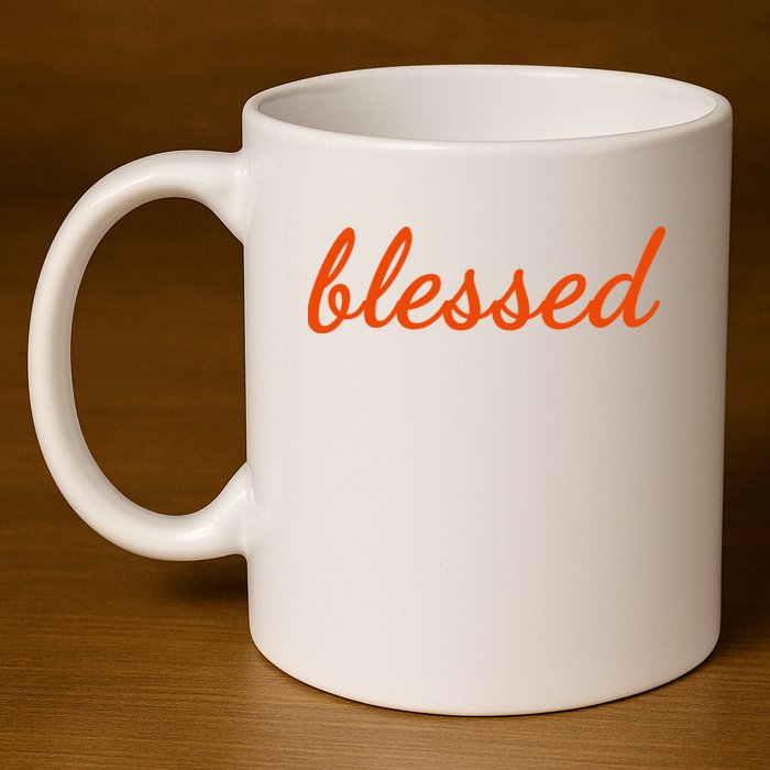 Blessed Orange Christian 11oz C Handle Ceramic Mug