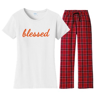 Blessed Orange Christian Women's Flannel Pajama Set