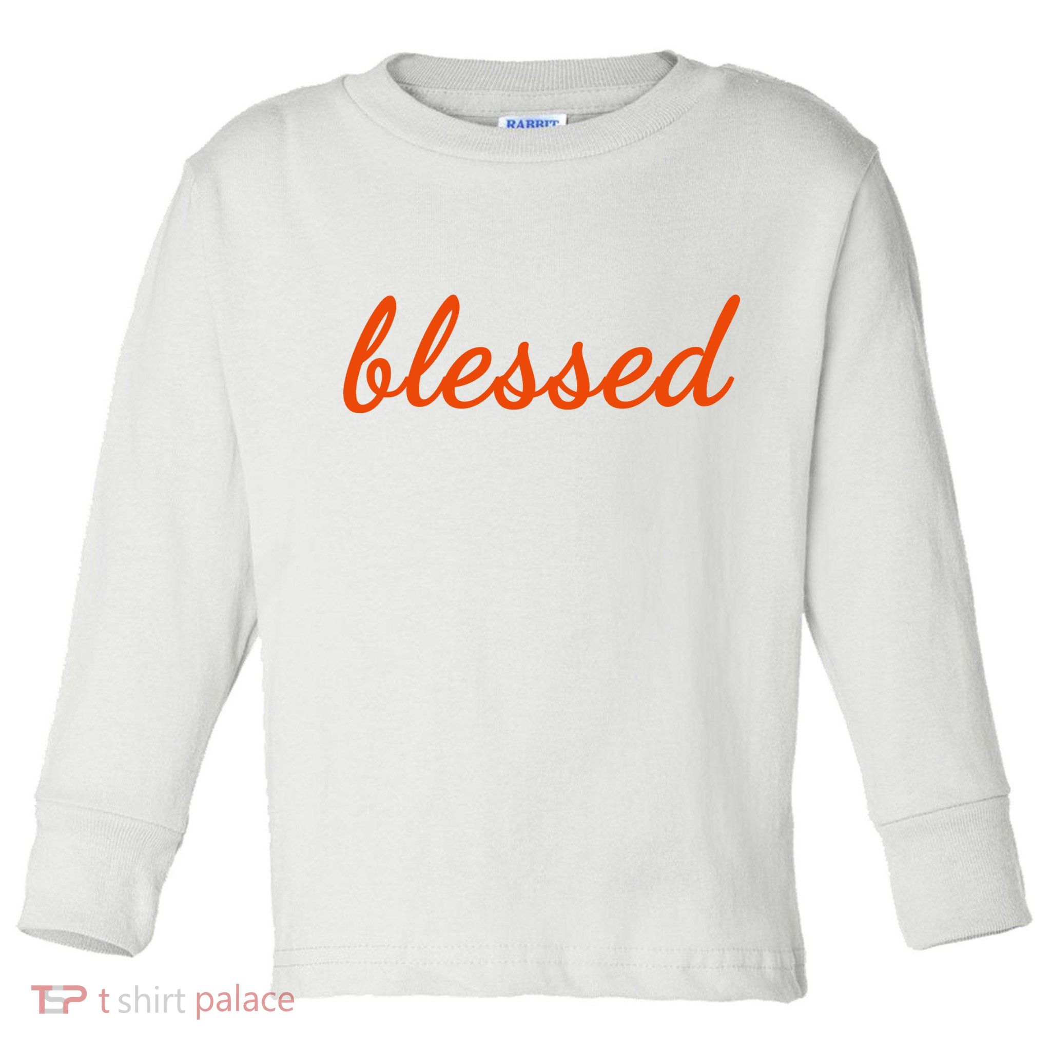 Blessed Orange Christian Toddler Long Sleeve Shirt