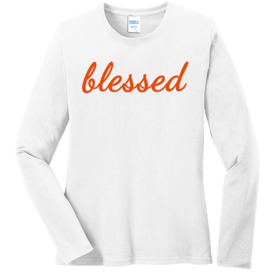 Blessed Orange Christian Ladies Long Sleeve Shirt