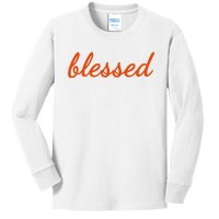 Blessed Orange Christian Kids Long Sleeve Shirt