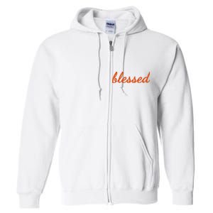 Blessed Orange Christian Full Zip Hoodie