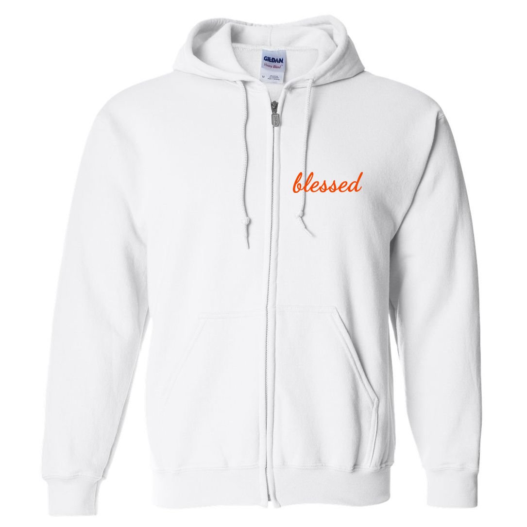 Blessed Orange Christian Full Zip Hoodie