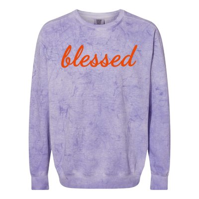 Blessed Orange Christian Colorblast Crewneck Sweatshirt