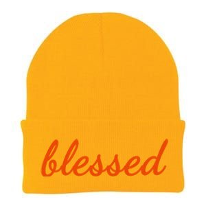 Blessed Orange Christian Knit Cap Winter Beanie