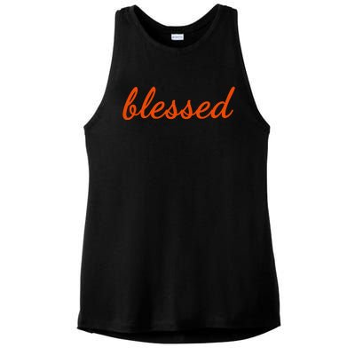 Blessed Orange Christian Ladies PosiCharge Tri-Blend Wicking Tank