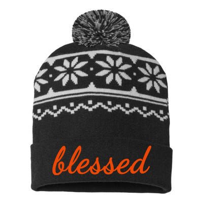 Blessed Orange Christian USA-Made Snowflake Beanie