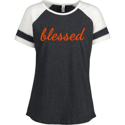 Blessed Orange Christian Enza Ladies Jersey Colorblock Tee