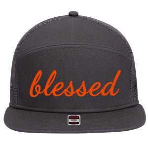 Blessed Orange Christian 7 Panel Mesh Trucker Snapback Hat