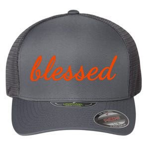 Blessed Orange Christian Flexfit Unipanel Trucker Cap