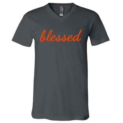 Blessed Orange Christian V-Neck T-Shirt