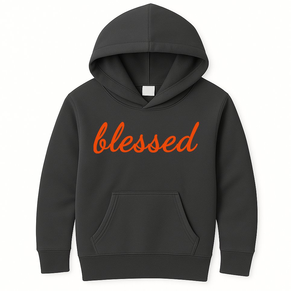 Blessed Orange Christian Kids Hoodie