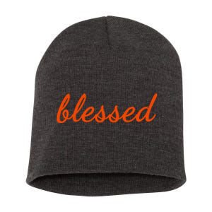 Blessed Orange Christian Short Acrylic Beanie