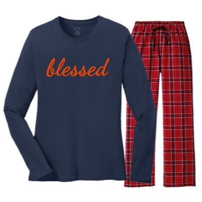 Blessed Orange Christian Women's Long Sleeve Flannel Pajama Set 