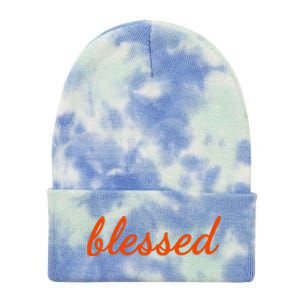 Blessed Orange Christian Tie Dye 12in Knit Beanie