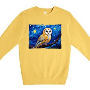 Barn Owl Colorful Bird Art Owl Van Gogh Owls Animals Owl Premium Crewneck Sweatshirt