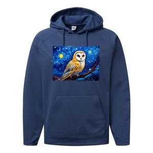 Barn Owl Colorful Bird Art Owl Van Gogh Owls Animals Owl Performance Fleece Hoodie