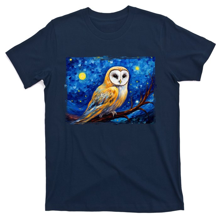 Barn Owl Colorful Bird Art Owl Van Gogh Owls Animals Owl T-Shirt