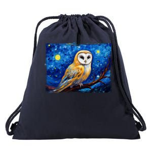 Barn Owl Colorful Bird Art Owl Van Gogh Owls Animals Owl Drawstring Bag