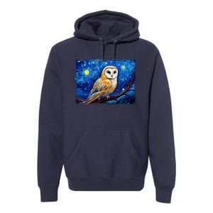 Barn Owl Colorful Bird Art Owl Van Gogh Owls Animals Owl Premium Hoodie