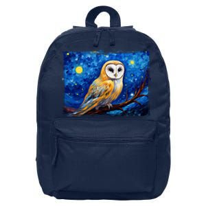 Barn Owl Colorful Bird Art Owl Van Gogh Owls Animals Owl 16 in Basic Backpack