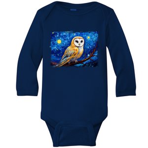 Barn Owl Colorful Bird Art Owl Van Gogh Owls Animals Owl Baby Long Sleeve Bodysuit