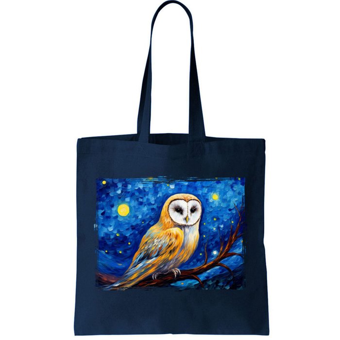 Barn Owl Colorful Bird Art Owl Van Gogh Owls Animals Owl Tote Bag