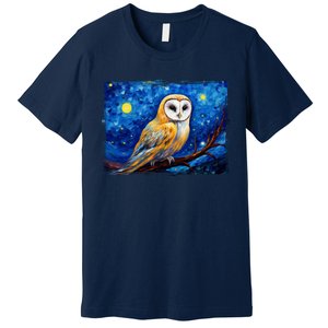 Barn Owl Colorful Bird Art Owl Van Gogh Owls Animals Owl Premium T-Shirt