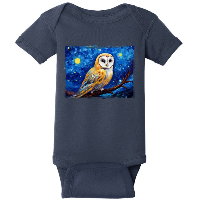 Barn Owl Colorful Bird Art Owl Van Gogh Owls Animals Owl Baby Bodysuit