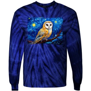 Barn Owl Colorful Bird Art Owl Van Gogh Owls Animals Owl Tie-Dye Long Sleeve Shirt