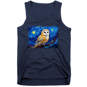 Barn Owl Colorful Bird Art Owl Van Gogh Owls Animals Owl Tank Top