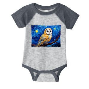 Barn Owl Colorful Bird Art Owl Van Gogh Owls Animals Owl Infant Baby Jersey Bodysuit