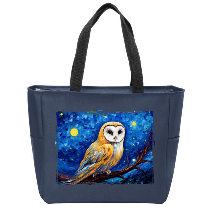 Barn Owl Colorful Bird Art Owl Van Gogh Owls Animals Owl Zip Tote Bag